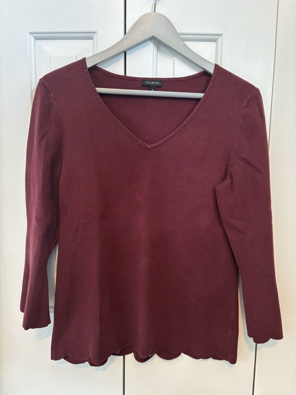 Talbots Deep Wine V-Neck Knit Sweater